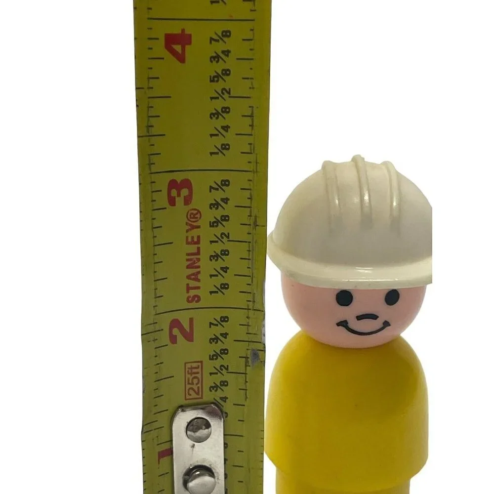 Vintage Fisher Price LITTLE PEOPLE Jumbo 3in Construction Worker